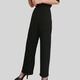 杰林仕 薄款新品闊腿褲 高腰顯瘦褲子女修身新款時(shí)尚潮流大腳褲 休閑褲 黑色 XL