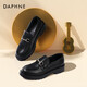 達芙妮 小皮鞋女英倫風(fēng)樂(lè )福鞋女單鞋粗跟百搭學(xué)院風(fēng)瑪麗珍鞋女 黑色（啞光款） 37