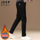 JEEP SPIRIT吉普牛仔褲男秋冬季純色休閑褲子男修身牛仔長(zhǎng)褲 黑色加絨 30