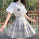 唐努烏（Tang Nu wu）【8件套】少女JK制服百褶格裙襯衫校服正半身學(xué)院風(fēng)短裙子女學(xué)生 檸檬海鹽套裝 S 【75-90斤】