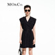 MO&Co.連衣裙夏工裝闊肩收腰壓褶大裙擺(附本布腰帶)摩安珂 黑色 S 160