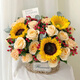 冉子花坊鮮花速遞同城配送向日葵混搭抱抱桶玫瑰送愛(ài)人女友生日禮物真鮮花 金色年華