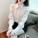 燕潯法式小眾長(cháng)袖純色襯衫女2025年春季新款設計感珍珠領(lǐng)泡泡袖雪紡衫 白色 S (建議95斤以下)