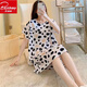 北極絨（Bejirog）新綿綢睡裙女?huà)寢屟b薄款寬松家居服中老年媽媽連衣裙 綿綢連衣裙-卡通小兔 均碼《適合80-165斤》