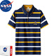 NASA URBAN夏天POLO男生條紋t恤翻領(lǐng)短袖男士夏季休閑半袖衣服男裝短袖T恤男 8011黃色 XL (建議體重130-145斤)