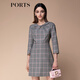 PORTS 寶姿秋冬新品女裝休閑通勤設計感收腰長(cháng)袖短連衣裙 灰色混色 M (6)