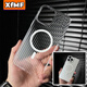 XFMF瓦楞紋殼磁吸適用于蘋果15手機殼iphone14promax透明全包防摔簡約高級磨砂PC硬殼行李箱紋保護套 磁吸款【高透-白色】大孔冰川瓦楞-金屬按鍵透明PC iPhone 16 Pro