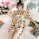 仙之儀睡衣女夏季短袖短褲卡通可愛(ài)仿真絲休閑韓版冰絲家居服兩件套裝 V領(lǐng)唯妮熊 L