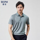 堡尼POLO衫男短袖輕商務(wù)男士舒適休閑保羅polo含桑蠶絲t恤薄LP345A81B 灰綠 175