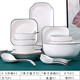 景航碗碟套裝釉下彩陶瓷器餐具家用吃飯碗筷盤碟子日式簡(jiǎn)約碗具碗盤子 方3碗2盤3勺3筷湯碗湯勺魚盤 14頭