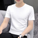 HXZH輕奢男裝 男士圓領(lǐng)短袖t恤時(shí)尚休閑韓版百搭透氣舒適純色上衣男夏 白色 XL(130-145斤)