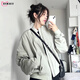 DXOT美式復(fù)古chic早秋外套女2025新款飛行員夾克設(shè)計(jì)感小眾春秋棒球服 【淺灰色外套】 M 45-55kg