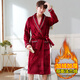 瓊瑛法蘭絨情侶睡袍女士浴袍春秋冬季珊瑚絨睡衣加厚浴衣家居服 1903酒紅一件 M
