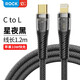 ROCK數(shù)據(jù)線快充PD20W透明編織線Type-C to Lightning充電線器車載適用蘋果13promax和iPhone14手機(jī) 星夜黑 1.2米
