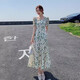 妍莉芬  雪紡碎花連衣裙女夏裝2024年新款女裝氣質(zhì)法式中長(cháng)款夏天裙子女 淺綠色 M【95-105斤】