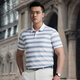 龍牙2024新款龍牙隱之冰斕COOLMAX色織短袖POLO春夏舒適百搭條紋衫 藍白條紋 170/92A