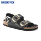 BIRKENSTOCK勃肯德國(guó)進(jìn)口大扣女款牛皮革漆皮亮面Milano系踝涼鞋 黑色窄版1024211 36