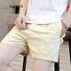 KLDPUS夏季外穿三分短褲純棉男休閑情侶超短四分褲學(xué)生沙灘褲潮 米色 XL 120-135斤
