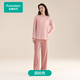 全棉時(shí)代（PurCotton）男女士暖棉棉家居服純棉睡衣秋季新款磨毛透氣保暖抗靜電 煙粉色 【女款】 L 女165/男175