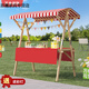 集市攤位展示架地攤車(chē)移動(dòng)可折疊市集夜市擺攤架子花車(chē)促銷(xiāo)展示臺 150紅白頂棚布紅色桌布