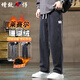 增致牛仔（zengzhi）加絨加厚天絲休閑褲男士2025秋冬新款闊腿高街寬松直筒工裝褲子男