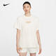 耐克（NIKE）女子圓領(lǐng)字母印花訓練圓領(lǐng)短袖落肩袖運動(dòng)休閑經(jīng)典輕便短袖T恤 HF6180-133 S