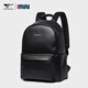 七匹狼雙肩包男士商務(wù)通勤休閑背包男簡(jiǎn)約2025新款大容量旅行電腦包皮質(zhì) 黑色標準號