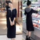忻依美小香風(fēng)連衣裙女2025春秋季新款洋氣收腰顯瘦中長(zhǎng)款連帽假兩件裙子 黑色 M （100-115斤）