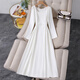 GARNUO白色長(cháng)袖連衣裙子女春秋2026新款法式高級感小個(gè)子收腰小白裙長(cháng)裙 白色長(cháng)袖 S【101-110斤】