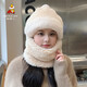 稻草人帽子女秋冬季加厚保暖圍脖帽圍巾一體帽護耳防風(fēng)防寒包頭帽 米色