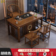 詩易陽臺(tái)小戶型茶桌椅組合新中式實(shí)木功夫茶幾套裝一體家用喝泡茶臺(tái) 1米茶桌+圍椅+2月牙椅