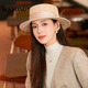 SEEYOND 深陽新款高端法式復古禮帽女時尚春秋季澳洲純羊毛氈帽歐美平頂帽子 100%澳洲美利奴羊毛-米色 均碼可調節(jié)（56-58cm）
