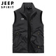 JEEP SPIRIT吉普馬甲男外穿男士高端春秋休閑背心上衣坎肩男裝 黑色 XL