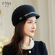 布塔秋冬時(shí)髦百搭韓版貝雷帽女高檔法式潮流休閑羊毛呢鴨舌帽 黑色 均碼(57CM)可調節大小