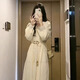 VYQA高端品牌 法式長(cháng)袖連衣裙女 早春新款梨形顯瘦高級感度假長(cháng)裙 杏色 L (建議110-120斤)