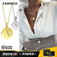 RAWNESS私人定制字母情侶項鏈女刻字鎖骨鏈名字送女友禮物吊墜 金色17mm(A-Z 字母請備注)