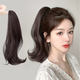 亞溪真發(fā)馬尾假發(fā)女短發(fā)夏季清爽元氣易打理三齒抓夾高馬尾微卷 35長(cháng) 黑棕色 抓夾款