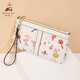 稻草人錢(qián)包女長(cháng)款拉鏈手機包手拿包個(gè)性女士手包零錢(qián)包卡通印花錢(qián)夾 米白