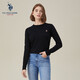 U.S. POLO ASSN.保羅針織衫秋冬季長袖T恤保暖羊毛衫打底衫時尚百搭 黑色003【圓領(lǐng)】 M