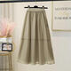 2022年夏季新款高腰顯瘦歐根紗拼接中長(cháng)款大擺A字裙半身裙子女610 卡其色 S 【建議80-100斤】