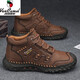 西域駱駝斷碼男款鞋大牌原單撤柜高幫男士真皮戶(hù)外馬丁靴防滑耐磨工裝 暗棕色[9501四季款] 39