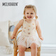 Milkbarn兒童泳衣女孩荷葉邊嬰兒寶寶泳裝泳帽女童夏季三角連體衣 甜夢(mèng)貝殼（背帶連體泳衣） 100 (2-3歲-參考身高90-100cm)