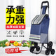 Wa Family購物車買菜車?yán)瓧U車家用車?yán)先吮銛y折疊小拉車多功能手推車布袋車 藏青條紋+爬樓輪（可折疊）