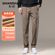 SHANSHAN杉杉休閑褲男秋冬新款加絨加厚男士保暖褲子燈芯絨休閑直筒長(cháng)褲男 卡其色（加絨） 33