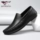 七匹狼男鞋夏季休閑皮鞋男軟底駕車(chē)豆豆鞋男真皮一腳蹬鞋子男透氣爸爸鞋 黑色 0799 42 皮鞋碼