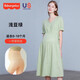 費雪（Fisher-Price）美國費雪孕婦連衣裙夏季新款裙子夏裝長(cháng)裙上衣孕婦裙女純棉孕婦裝 淺豆綠連衣裙+膚色安全褲 XL【140-160斤適穿】