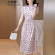 衣典零一（LEDIALYI）2024夏季女裝新款高端氣質(zhì)品牌中年真絲連衣裙桑蠶絲碎花裙子夏天 粉色 3XL