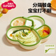 licheers寶寶餐盤(pán)嬰兒硅膠學(xué)吃飯分格餐具吸盤(pán)一體式兒童輔食碗帶吸管綠色