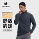 HOTSUIT 后秀長(cháng)袖T恤男運動(dòng)上衣格粒絨衛衣跑步保暖加絨立領(lǐng)打底 城堡巖灰【第三代】 L