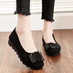 老北京布鞋女士單鞋防滑軟底黑色工作鞋豆豆鞋孕婦鞋中老年媽媽鞋 黑色 38